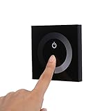DEWIN 12V-24V Wand Touch Panel Dimmer, Zubehörwerkzeug für Wandschalter Controller für Einfarbigen LED Lichtstreifen (Schwarz)