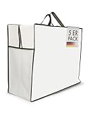 PROCAVE Tasche für Bettwäsche - 5er-Pack - Aufbewahrungstasche für Bettdecken und Kissen - Schutztasche für Bettzeug - Tragetasche für Kopfkissen - (60cm x 50cm x 25cm)