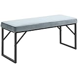 HOMCOM Sitzbank, Polsterbank, Bettbank in Samtoptik, Schminkbank Flurbank für Wohnzimmer, Schlafzimmer, bis 200 kg Belastbar, Stahl, Blau, 100 x 35 x 47 cm