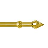 Garesa Gardinenstange Semara Ø 28mm, 1-läufig, Vermessingt I Stabile Vorhangstange inkl. Ringe + Faltenlegehaken I Mit Endknopf Spitze I Wandmontage I 350cm
