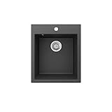 Bergström Granitspüle'Venedig' inkl. Siphon Küchenspüle Einbauspüle 425x500mm (Schwarz)