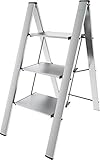 Anodized Aluminium Steps Stool Leonardo 3 Silver