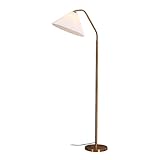 Wohnzimmerlampe Stehlampen LED-Lesestehleuchte Weinlese-goldener Free Standing Moderne Pole Light mit verstellbarem Schwanenhals Plissee Lampshade Hoch Hellen Büro Licht für Wohnzimmer, Schlafzimmer,