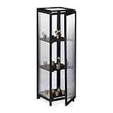 Relaxdays Gewächshaus Balkon, Holz & Kunststoff, HBT 120x36x36 cm, mit Tür & Klappdeckel, Gewächsschrank Anzucht, schwarz