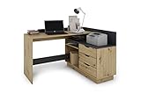 byLIVING Belfast Winkelschreibtisch, Links oder rechts montierbar, Artisan Eiche/anthrazit, Holzwerkstoff Spanplatte, Hellbraun, B 129, H 83,5, T 105 cm