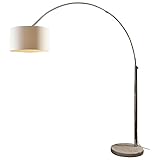 SalesFever Steh-Lampe dimmbar weiß mit Standfuß aus Marmor 210x180 cm | Iluma | Steh-Leuchte groß mit Lampenschirm aus Textil | Bogen-Lampe für Wohnzimmer 210cm x 180cm