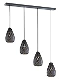 Trio Leuchten Pendelleuchte Onyx 301300442, Metall, anthrazit / innen goldfarbig, Kabel gewebeummantelt schwarz