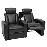 Yiibcio Sessel Freizeit Sofa Stühle 2er Fernsehsessel Kinosessel, Fach Getränkehalter Kunstleder, schwarz für Büro, Schlafzimmer, Küche, Wohnzimmer, Eingang