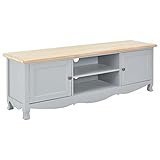 TV Lowboard TV Schrank TV Board TV Ständer Fernsehtisch Fernsehschrank Medienkonsole mit 2 Türen und 2 offenen Fächern, für Wohnzimmer & Schlafzimmer, Grau 120x30x40 cm Holz