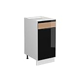 Vicco Schubunterschrank Küchenschrank Küchenmöbel Fame-Line Weiß Schwarz Eiche 40 cm modern