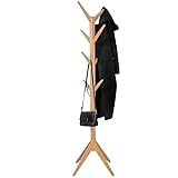 WOLTU Kleiderständer mit 8 Haken Garderobenständer Hängeregal Wäscheständer Gestell Aufhänger 180cm Höhe aus Massive Holz SR0116nt