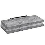 WOLTU 2X Wandregal Wandboard Bücherregal Regale für Deko Wandablagen aus MDF Holz, 2er Set Hängeregal Grau Eiche, 100x22,9x3,8cm RG9317grei-2