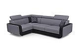 MOEBLO Ecksofa mit Schlaffunktion Eckcouch mit Bettkasten Sofa Couch L-Form Polsterecke Celine (Grau + Schwarz, Ecksofa Links)