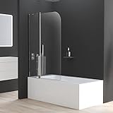 Boromal Duschwand für badewanne, 90x140cm Drehtür Badewannenaufsatz Duschtrennwand Duschabtrennung mit 6mm Nano Easy Clean Glas
