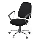Lollanda 1 Stück Bürostuhl Bezug, Universal Stretch Stuhlhussen, Drehstuhl Covers Abnehmbare Waschbarer Stretch Elastische, Bürostuhlabdeckung für Office Computer Sessel Armlehnen (Schwarz)