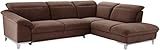 Mivano Bettsofa Teresa / Ecksofa mit Schlaffunktion, Kopfteilverstellung und Ottomane / 293 x 84 x 232 / Mikrofaser, Braun