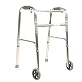 PaRfco Zusammenklappbare Mobilitäts-Gehhilfe aus Aluminium mit 2 Rädern/Leichter Gehhilferahmen für ältere Menschen/Rollator für das Training der unteren Gliedmaßen, vierbeiniger Gehstock, höhenver