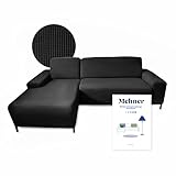 KALINU Mehner® Sofabezug L Form Schwarz Sofa Überzug Sofaschoner Couch Überzug Sofaüberwurf Couchbezug 2tlg. 180-220 cm