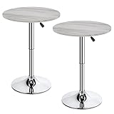 Yaheetech 2er Set Runder Bartisch | Höhenverstellbar 69,5–91 cm | Stehtisch Bistrotisch 360° Drehbar | Tisch Partytisch Ø 60cm | Multifunktional Empfangstisch für Zuhause/Club/Pub | Grau