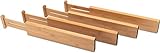 elbmöbel 4x Schubladeneinsatz 33-45 cm Schubladenteiler Schubladentrenner Bambus klein verstellbar Küche