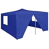 Faltpavillon mit 4 Seitenwänden, 5 x 5 m, Blau, Haus und Garten, Rasen und Garten, Wohnen im Freien, Außenstrukturen, Vordächer und Pavillons