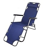 MINDONG HZH Klappbarer Liegestuhl, ergonomische Sonnenliege, Strandstuhl mit Kopfstütze, belastbar bis 130 kg, für Garten, Balkon, Terrasse