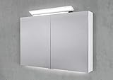 Intarbad ~ Spiegelschrank 100 cm LED Acryl Aufsatzleuchte mit Unterbauleuchte doppelseitig verspiegelt Shorewood IB1946