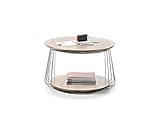 Möbel-Store24 Couchtisch Tisch Asteiche massiv geölt Metall MDF rund verchromt 70 cm Vilni M58347CA9