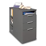 mutatio Anstellcontainer in Grau - Rollcontainer - Container B 40cm x H 75 cm x T 75 cm - Beistelltisch - Bürocontainer - Schubladenschrank - Anstellcontainer - Büro Möbel