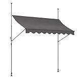 Klemmmarkise 250x120cm einrollbare Balkonmarkise Terrasse Handkurbel Markise mit Gestell