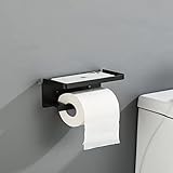 Toilettenpapierhalter ohne Bohren,Klopapierhalter mit ablage,klorollenhalter,WC Rollenhalter für Badezimmer,Wandmontierter Toilettenpapierhalter für Küche und Bad-Schwarz