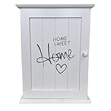 Wohaga® Schlüsselschrank Schlüsselkasten 'Home Sweet Home' 22x29x8cm mit 6 Schlüsselhaken Schlüsselbox Schlüsselbrett Schlüsselboard Wandschrank - Weiß