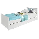 trendteam smart living Jugendzimmer_Kinderzimmer Bett Funktionsbett Jugendbett, 209 x 78 x 97 cm in Weiß mit großer Liegefläche und viel Stauraum