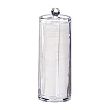 Relaxdays Wattepadspender mit Deckel, Kunststoff, Wattepad Aufbewahrung Bad & Schminktisch, HxD: 20 x 7 cm, transparent