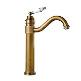 Badarmaturen, hohe antike Waschtischarmaturen für Badezimmer, Messing, heiß und kalt, Badezimmer-Waschtisch im europäischen Stil, erhöhter Waschtisch-Wasserhahn