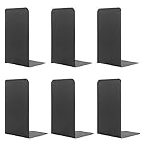 MSDADA 3 Paare Buchstützen, Buchstützen Metall Buchständer Bookends rutschfeste Buchstützen Book Holder für Schule, Zuhause, Büro, Bibliothek Bücherhalter Schwarz, 102x203x135mm