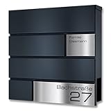 Metzler Briefkasten in Anthrazit Modell G - Pulverbeschichtung in RAL 7016 Feinstruktur Matt - Postkasten mit Gravur und Edelstahl Namensschild - Zur Wand-Montage - Größe: 37 x 37 x 10,5 cm