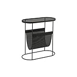Couchtisch aus schwarzem Glas, doppellagiger rechteckiger Zeitschriftentisch für Wohnzimmer, Schlafzimmer, Büro, Enger Raum, Sofa-Beistelltisch (Größe: 53,5 x 25 x 55 cm, Farbe: Schwarz)