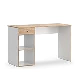 Vicco Schreibtisch Sirio 120x75cm, Bürotisch mit Schublade (Weiß-Eiche)