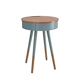 FaIruo Moderner Einfacher Nachttisch, Intelligenter Endtisch-Aufbewahrungsschrank, USB-Multifunktions-Multifunktion Wiederaufladbarer Musikrundtisch Für Heimschlafzimmer/Blauer See