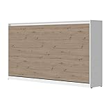 SMARTBett Schrankbett Classic mit Gasdruckfedern 100x200cm Horizontal Weiss/Wildeiche | Wandbett, Wandklappbett fürs Gästezimmer, Büro, Wohnzimmer, Schlafzimmer