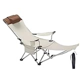FLKENNEL Campingliege Faltbar Liegestuhl Campingstuhl Mit Fußteil, Mit Kopfstütze & Tragetasche, Belastbarkeit 150 Kg, 150X76X40cm (60X30X15.7in (Color : Blance)