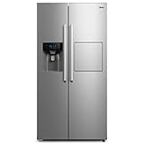 Midea KS-EIX 6.23 Side-by-Side Kühl-/Gefrierkombination/176,5 cm hoch/No Frost/Inverter Compressor/mit Barfach/Wasser-/Eisspender mit Festwasseranschluss/Twin Control, Rostfreier Stahl