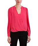 BCBGMAXAZRIA Damen Relaxed Faux Wrap Top Langarm, Geranium, X-Groß
