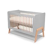 skiddoü Kinderbett Krubb Holzgitterbett höhenverstellbar Sicherheitsgeländer herausnehmbar Sprossen massives Buchenholz Buche on 0 bis 4 Jahre ökologische Farben für Matratzen, 120 x 60 cm