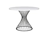 furni24 Quadrat Holztisch mit Metallbeinen, Esstisch, Tisch mit Drahtbeinen, Esszimmer, Küchentisch, Restauranttisch, weiß, 59x59cm (105x75.5cm)