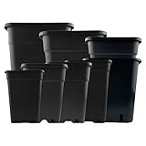 IVORYS-GARDEN 5X Pflanztopf Eckig 5 Liter 18x18x22,5 cm Pflanztöpfe viereckig schwarz + Pflanzenschild für Innen- und Außenbereich