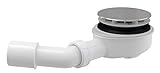 ECOLAM Ablaufgarnitur für Duschwanne Dusche Siphon 90 mm Ablauf flach 65 mm Alcaplast A491CR