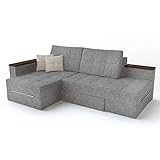 VitaliSpa XXL Ecksofa mit Schlaffunktion 240 x 160 cm Grau - Eckcouch Relax Sofa Couch Schlafsofa Luxus Schlafcouch Taschenfederkern