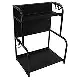 Jeanoko Gewürz-Organizer, Mehrzweck-Organizer, multifunktional, verstellbar, abnehmbare Arbeitsplatte, Gewürzregal, Organizer für die Küche (schwarz, Standard, 30 cm, ohne Tasse)
